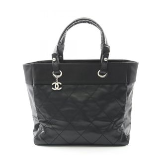 Chanel Black Pvc Coated Canvas Leather Tote Bag (Pre-Owned)