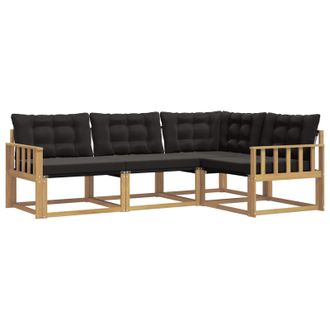 vidaXL Conjunto De Sof&aacute;s De Exterior Con Coj&iacute;n 4 Pcs Blanco Y Negro Vidaxl