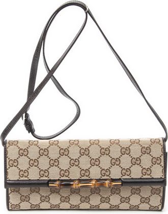 Gucci Pre-owned Womens Bamboo Clutch Shoulder Bag - Beige - One Size