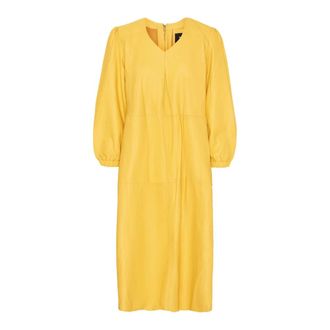 BTF-CPH Abito trendy in morbida pelle - - Dresses - Donna - Giallo - S