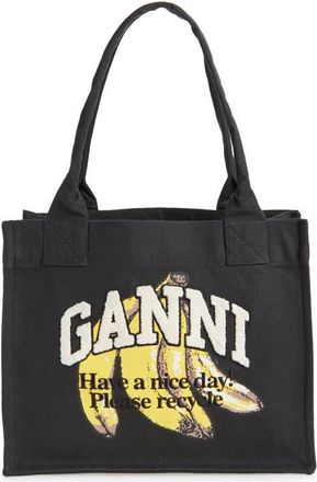 Ganni Large Banana Graphic Easy Shopper in Black at Nordstrom