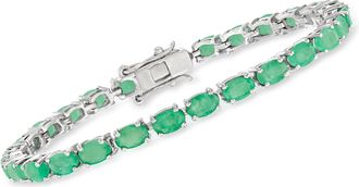 Ross-Simons Emerald Tennis Bracelet in Sterling Silver