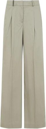 PESERICO Pantalones de Algod&oacute;n de Pierna Ancha con Pinzas - Trousers - Mujer - Verde - XS