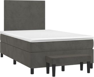vidaXL Cama Box Spring Con Colch&oacute;n Terciopelo Gris Oscuro 120x200 Cm Vidaxl