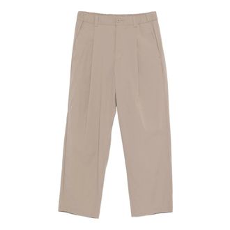 Herno Straight Trousers, male, Beige, Size: M Pleated Elasticated-Waist Trousers