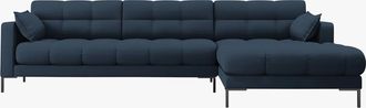BLOOMINGLOFT Design Ecksofa Mamaia Strukturstoff Blau