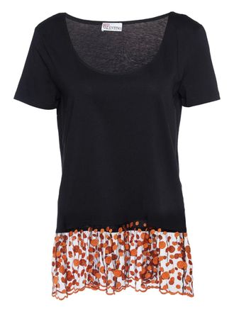 Valentino embroidered cotton top - women - Cotton - L - Black