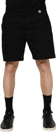 Dolce & Gabbana Black Cotton Knee Length Men Bermuda Shorts Elastane