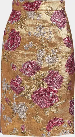 Dolce & Gabbana Metallic Floral Brocade Knee-Length skirt