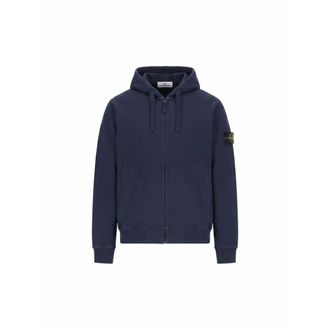 Stone Island Full Zip Hooded Sweatshirt - Heren - Sweatshirts & Hoodies - Blauw - Maat: XL Katoen