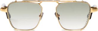 John Dalia Scotty Bold Geometric Sunglasses with Ribbed Accent