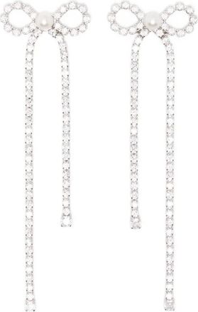 Self Portrait crystal-embellished bow earrings - Zilver