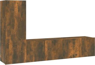 vidaXL Vidaxl - Set De Muebles De Tv 3 Pzas Madera Contrachapada Roble Ahumado
