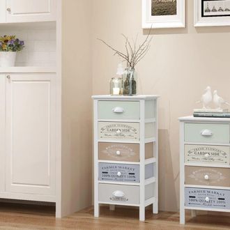 vidaXL Vidaxl - Mueble De Almacenaje Estilo Franc&eacute;s Con 5 Cajones Madera