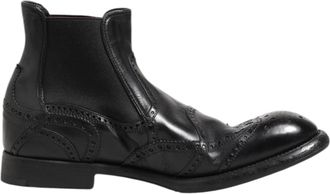 Dolce & Gabbana Mens Brogue Ankle Boots - Black Leather - Size EU 40