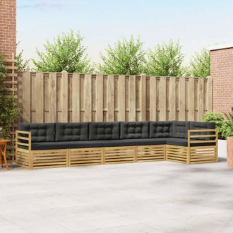 vidaXL Vidaxl Set Di Divani Da Esterno 6 Pz Bianco E Antracite Poliestere