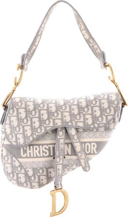 Dior Saddle Handbag Logo Embroidered Oblique Canvas Medium shoulder bag - Grijs