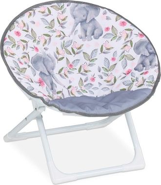 Relaxdays Relaxdays - Kids Moon Chair, Elephant, Folding, 47 x 50 x 48 cm, Childrens Camping Seat, Indoor & Outdoor, Multicoloured
