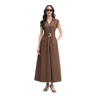 Gaud&igrave; Kleedjes, Dames, Bruin, M, Katoen, Midi Shirt Dress