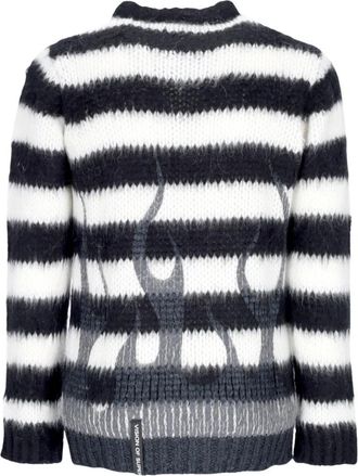 Vision Of Super Zwarte Vlammen Oversize Crew Neck Sweater - Heren - Ronde hals truien - Veelkleurig - XL - Wol - Truien & Vesten