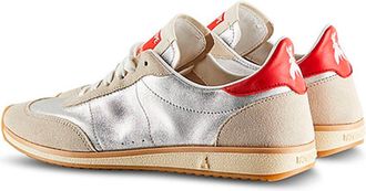 Patrizia Pepe Womens Sneakers Running Silver-Red Goat Leather Trainers Silver/red