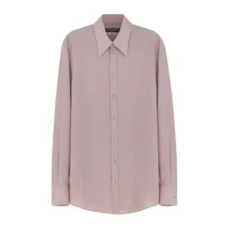 Dolce & Gabbana Formal Shirts, male, Purple, Size: XL Pointed Collar Silk Shirt