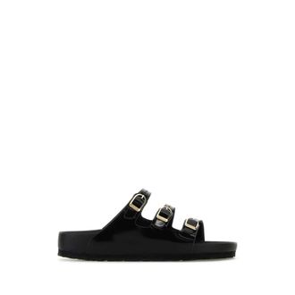 Birkenstock Zwarte leren Florida slippers - Dames - Sandalen - Zwart - 39 EU - Schoenen