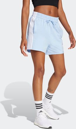 adidas Shorts ADIDAS SPORTSWEAR W 3S SJ SHO, Damen, Gr. M, N-Gr, blau (glow blau, wei&szlig;), Obermaterial: 93% Baumwolle, 7% Elasthan, Hosen Shorts