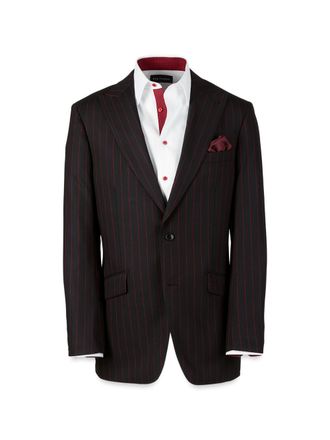 Paul Fredrick Wool Stretch Stripe Single Breated Peak Lapel Suit Jacket