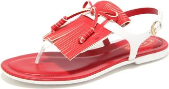 Tod's Franje Rubber Slippers Gemaakt in Itali&euml; - Dames - Sandalen - Rood - 36 1/2 EU - Leer - Schoenen