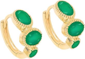 Tiramisu Plated 2.71 Ct. Tw. Green Onyx Hoop Earrings
