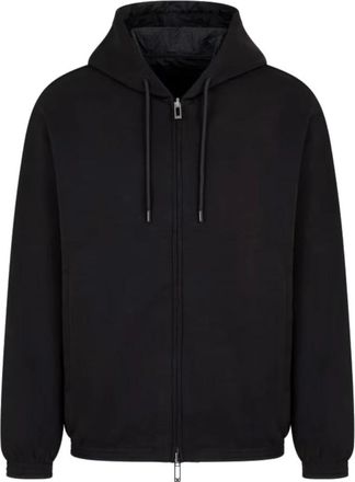 Emporio Armani Double Jersey Hoodie met Rits - Heren - Vesten met rits - Zwart - M - Katoen - Hoodies & sweatvesten