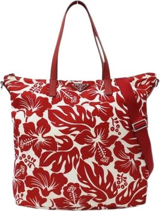 Prada Pre-owned Tote Bags, female, Red, Size: ONE SIZE Pre-owned Vintage Nylon Tote Bag