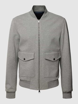 Tommy Hilfiger Bomberjacke aus Viskose-Mix mit Pattentaschen in Hellgrau, Gr&ouml;&szlig;e M