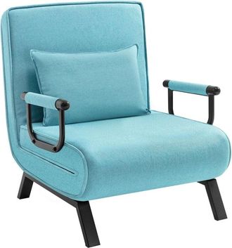 Woltu Poltrona Relax Reclinabile Convertibile 3 in 1 Reclinabile Manuale in 5 Posizioni, Blu