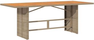 vidaXL Garden Table with Acacia Wood Top Beige 190x80x74 cm Poly Rattan vidaXL