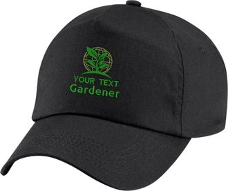 Generic Personalised Embroidered Your Text Gardener Service Logo BC010 Cap, Work Wear Farmer Any Text Logo Unisex Original 5-Panel Cap (Black)