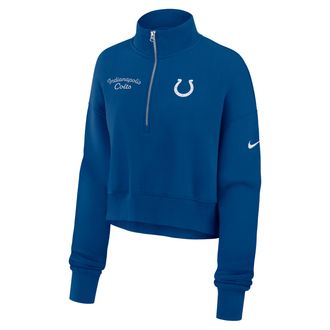 Nike Indianapolis Colts Phoenix Nike Womens NFL Cropped 1/4-Zip Crew in Blue | 01N94LB98-DJR