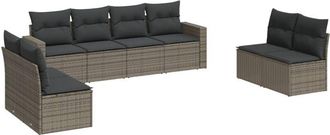 vidaXL Vidaxl - Set De Sof&aacute;s De Jard&iacute;n 8 Pzas Y Cojines Rat&aacute;n Sint&eacute;tico Gris