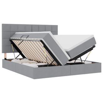 vidaXL Cama De Almacenamiento Led Con Colch&oacute;n Gris Claro 180 X 200 Cm Vidaxl
