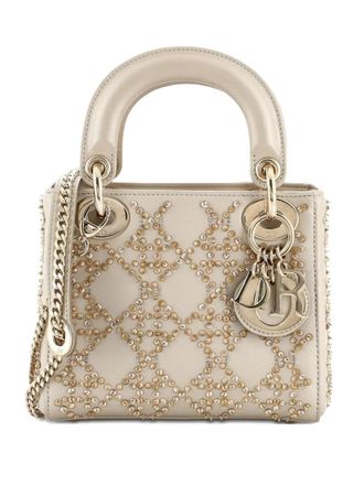Dior Lady Dior Chain Bag Crystal Embellished Cannage Quilt Leather Mini satchel - Oro