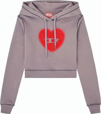 Diesel Cropped Slim Fit Hoodie with Heart Graphic