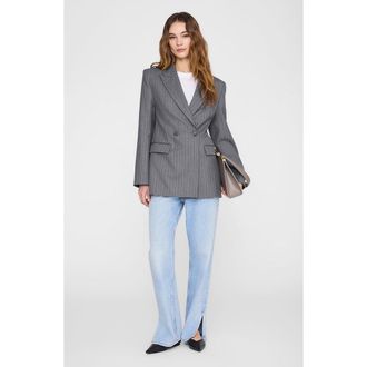 Anine Bing Tiphaine Blazer in Light Grey Pinstripe at Nordstrom, Size X-Small
