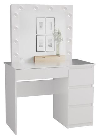 OEM Tocador Elegante Con Espejo E Iluminaci&oacute;n Led - Blanco, Funcional, Para Maquillaje Y Joyas
