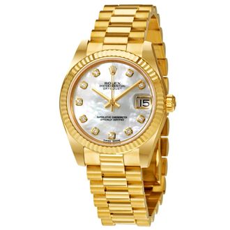 Rolex Lady-Datejust 31 Mother of Pearl Dial 18K Yellow Gold President Automatic Ladies Watch 178278MDP