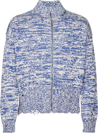 Marni Marled Pattern Zip-Up Sweater with High Collar