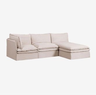 Sklum Sklum - Sofá modular chaise longue de 3 piezas en lino y algodón Grace