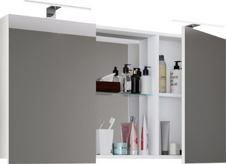 ebuy24 Armario De Ba&ntilde;o Vcm Atemporal Dimensiones Aprox. Al. 59 X An. 112 Cm T. 12 Cm Dos Puertas Giratorias Con Compartimento De Almacenamiento Armario De Es