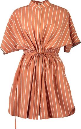 Brunello Cucinelli stripe-pattern shirt mini dress - women - Cotton - S - Orange