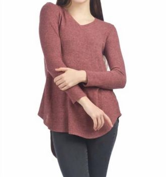 Papillon Brushed Tiger Jersey V Neck High Low Tunic In Brick Red